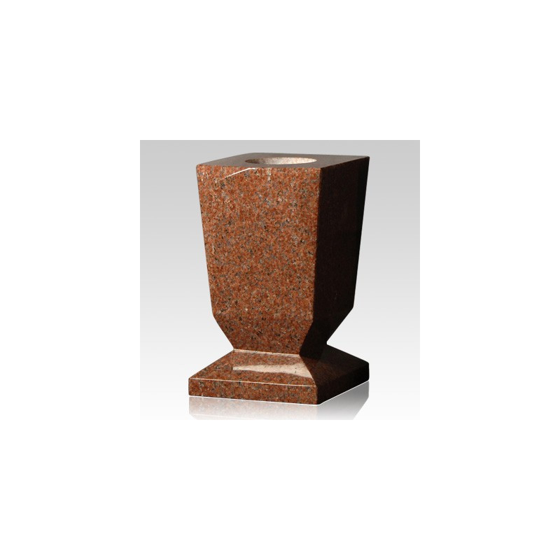 India Red Beveled Granite Vase (VS-012)