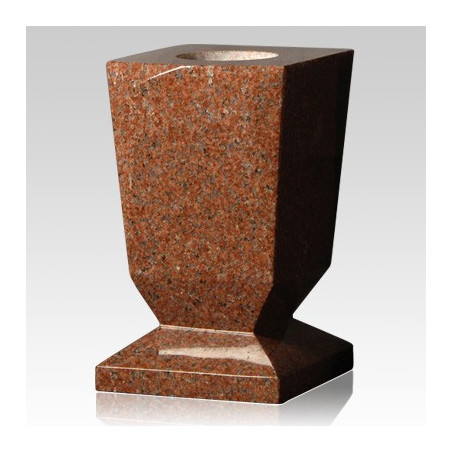 India Red Beveled Granite Vase (VS-012)